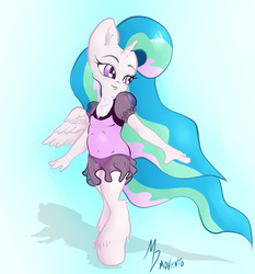 Size: 1650x1770 | Tagged: safe, artist:mdgusty, princess celestia, anthro, unguligrade anthro, g4, belly button, clothes, female, solo, swimsuit