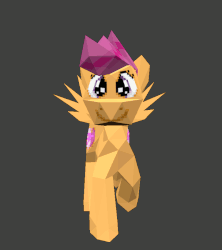 Size: 725x816 | Tagged: safe, artist:fillerartist, scootaloo, g4, 3d, animated, cutie mark, female, low poly, polygons, solo, test, the cmc's cutie marks