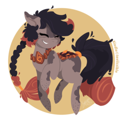 Size: 950x950 | Tagged: safe, artist:raygirl, oc, oc only, oc:kindle, earth pony, pony, eyes closed, female, grin, hooves, lineless, mare, smiling, solo