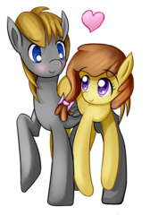 Size: 2480x3508 | Tagged: safe, artist:roshichen, oc, oc only, oc:honey ella, oc:romance heart, pony, bow, duo, hair bow, heart, high res, romella