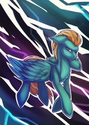 Size: 724x1024 | Tagged: safe, artist:dragonataxia, lightning dust, pegasus, pony, g4, female, lightning, sky, solo, storm