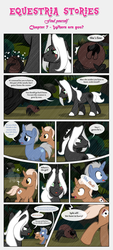 Size: 1919x4253 | Tagged: safe, artist:estories, oc, oc only, oc:möbius, pegasus, pony, spider, unicorn, comic:find yourself, g4, comic, scar