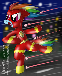 Size: 960x1173 | Tagged: safe, artist:ziemniax, rainbow dash, pony, g4, crossover, dc comics, female, running, solo, the flash