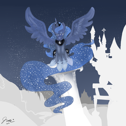 Size: 2000x2000 | Tagged: safe, artist:archychan06, princess luna, g4, crying, female, sitting, solo