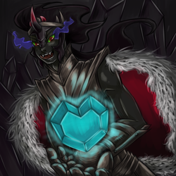 Size: 1000x1000 | Tagged: safe, artist:bunina, king sombra, anthro, g4, crystal heart, male, solo, tongue out