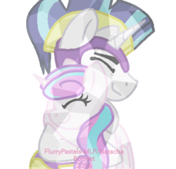 Size: 430x414 | Tagged: safe, artist:flurrypastels-mlp, princess flurry heart, shining armor, g4, armor, father and daughter, father's day, helmet