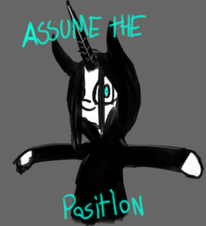 Size: 300x329 | Tagged: safe, artist:tenenbris, oc, oc only, oc:culpa, pony, unicorn, clothes, hoodie, horn, incoming hug, reaction image, square horn