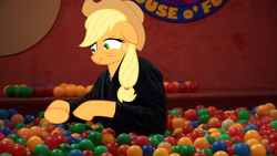 Size: 1280x720 | Tagged: safe, artist:jack-y-zhang, applejack, g4, ball pit, female, solo, the big bang theory