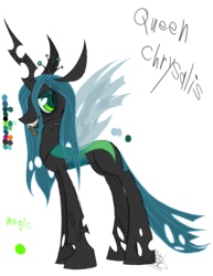 Size: 888x1150 | Tagged: safe, artist:didun850, queen chrysalis, changeling, changeling queen, g4, crown, female, grin, jewelry, regalia, smiling, solo, tongue out