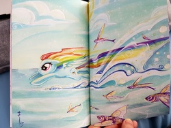 Size: 4032x3024 | Tagged: safe, artist:sara richard, idw, rainbow dash, g4, flying, flying fish, humble bundle