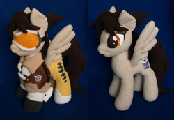 Size: 3108x2144 | Tagged: safe, artist:adamar44, clothes, crossover, high res, irl, overwatch, photo, plushie, ponified, tracer