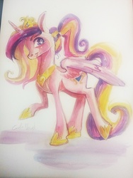Size: 2340x3109 | Tagged: safe, artist:corelle-vairel, princess cadance, g4, alternate hairstyle, female, high res, ponytail, solo, traditional art