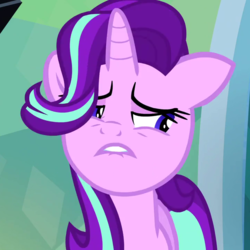 Size: 720x720 | Tagged: safe, screencap, starlight glimmer, pony, g4, the crystalling, cropped, female, lip bite, mare, solo