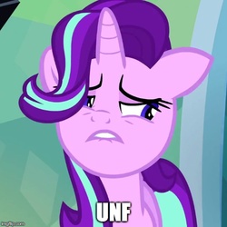 Size: 500x500 | Tagged: safe, edit, edited screencap, screencap, starlight glimmer, g4, the crystalling, female, image macro, meme, solo, unf