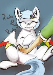 Size: 617x872 | Tagged: artist needed, source needed, safe, oc, oc only, oc:google chrome, human, bellyrubs, browser ponies, disembodied hand, hand, petting, rubbing, smiling, solo