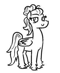 Size: 407x493 | Tagged: safe, artist:jargon scott, zephyr breeze, pegasus, pony, flutter brutter, g4, aura winds, black and white, female, grayscale, mare, monochrome, rule 63, simple background, solo, unshorn fetlocks, white background