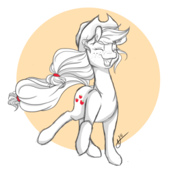 Size: 800x800 | Tagged: safe, artist:sparkelznospark, applejack, g4, cute, eyes closed, female, jackabetes, monochrome, solo