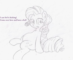 Size: 2896x2383 | Tagged: safe, artist:seenty, rarity, pony, unicorn, g4, belly, female, high res, pencil drawing, preggity, pregnant, sensibly-proportioned pregnancy, solo, traditional art