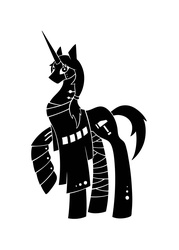 Size: 1000x1400 | Tagged: safe, artist:sunnyclockwork, pony, broken god, cotbg, male, monochrome, ponified, scp foundation, simple background, solo, tribal, white background