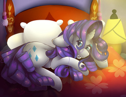 Size: 1300x1000 | Tagged: safe, artist:shushikitty, rarity, pony, g4, bed, female, solo