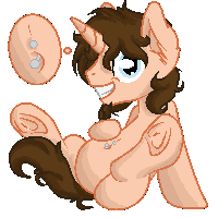 Size: 200x200 | Tagged: safe, artist:dr-whiskey, oc, oc only, oc:ponder cloud, animated, belly button, belly piercing, bellyring, facial hair, goatee, grin, hooves, navel fetish, piercing, smiling, solo, underhoof