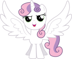 Size: 3013x2476 | Tagged: safe, artist:cloudy glow, sweetie belle, alicorn, pony, g4, female, high res, race swap, simple background, solo, sweetiecorn, transparent background, vector