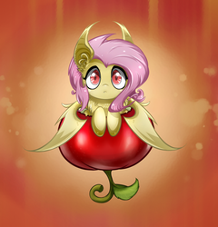 Size: 1512x1575 | Tagged: safe, artist:malifikyse, fluttershy, bat pony, pony, g4, apple, chest fluff, cute, cute little fangs, ear fluff, fangs, female, flutterbat, food, looking at you, race swap, shyabates, shyabetes, solo