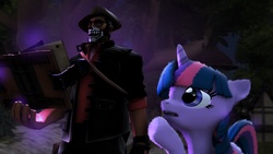 Size: 1191x670 | Tagged: safe, twilight sparkle, g4, 3d, book, crossover, magic, sniper, sniper (tf2), team fortress 2