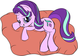 Size: 3480x2500 | Tagged: safe, artist:datapony, starlight glimmer, pony, g4, female, grin, high res, lidded eyes, lying, on side, simple background, smiling, solo, transparent background, vector