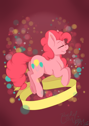 Size: 1624x2302 | Tagged: safe, artist:rachealloal, pinkie pie, g4, female, happy, ribbon, smiling, solo, wallpaper