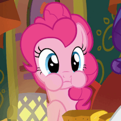 Size: 503x503 | Tagged: safe, screencap, pinkie pie, rarity, pony, g4, spice up your life, animated, aweeg*, cute, diapinkes, female, solo focus, wide eyes