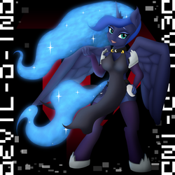 Size: 2000x2000 | Tagged: safe, artist:devil-d-ind, princess luna, alicorn, anthro, unguligrade anthro, g4, female, high res, looking at you, solo