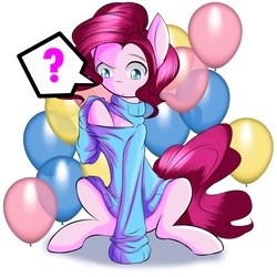 Size: 1504x1504 | Tagged: safe, artist:0ryomamikado0, pinkie pie, g4, balloon, clothes, cute, female, solo, sweater