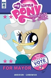Size: 1054x1600 | Tagged: safe, artist:agnesgarbowska, idw, mayor mare, g4, spoiler:comic, spoiler:comic46, cover, politics in the comments