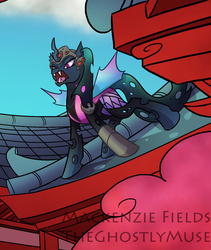 Size: 1280x1517 | Tagged: safe, artist:ghostlymuse, changeling, clothes, crossover, overwatch, ponified, widowmaker