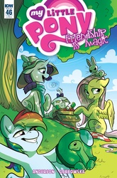 Size: 1054x1600 | Tagged: safe, artist:pixel-prism, idw, angel bunny, fluttershy, opalescence, rainbow dash, rarity, tank, friendship is magic #46, g4, spoiler:comic, cover, grumpy cat, hat