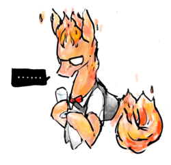 Size: 805x775 | Tagged: safe, artist:toki, pony, ..., clothes, grillby, ponified, solo, undertale