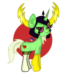 Size: 853x936 | Tagged: safe, artist:joceblue, pony, unicorn, clothes, creepy, cutie mark, grin, helmet, lord dominator, ponified, signature, smiling, solo, stockings, wander over yonder