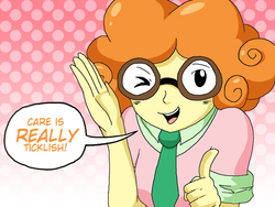 Size: 500x375 | Tagged: safe, artist:chiibe, scribble dee, equestria girls, g4, background human, cute, exploitable meme, female, meme, solo, wink