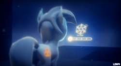 Size: 2720x1476 | Tagged: safe, artist:lexi4, oc, oc only, oc:milfin, 3d, blender, blurry, female, game, hud, snow, solo, unreal engine, winter is coming