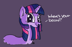Size: 1280x842 | Tagged: safe, artist:pabbley, twilight sparkle, g4, 30 minute art challenge, beard, dialogue, facial hair, faic, female, looking at you, moustache, smirk, solo, twiface, wat