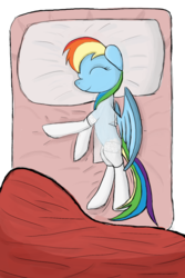 Size: 1000x1500 | Tagged: safe, artist:minosua, rainbow dash, g4, bed, clothes, cute, female, nightgown, sleeping, socks, solo, stockings, thigh highs