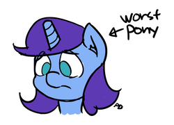 Size: 1280x923 | Tagged: safe, artist:pabbley, oc, oc only, oc:silver crescent, fanfic:the star in yellow, rainbow dash presents, 30 minute art challenge, frown, solo, worst pony