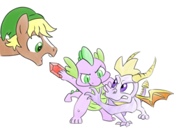 Size: 1892x1392 | Tagged: safe, artist:lockhe4rt, quarter hearts, spike, dragon, pony, g4, crossover, gem, link, male, ponified, rupee, spyro the dragon, spyro the dragon (series), stallion, the legend of zelda