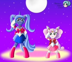 Size: 2949x2565 | Tagged: safe, artist:darkengales, princess luna, sweetie belle, semi-anthro, g4, crossover, duo, female, high res, sailor moon (series)