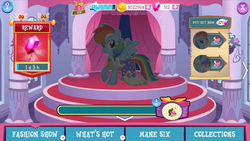 Size: 1280x720 | Tagged: safe, gameloft, rainbow dash, g4, clothes, crack is cheaper, dress, rainbow dash always dresses in style, vip, why gameloft why