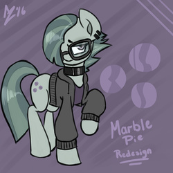 Size: 1000x1000 | Tagged: safe, artist:aer0 zer0, marble pie, g4, alternate hairstyle, clothes, collar, cute, cutie mark, female, glasses, jacket, redesign, shirt, solo
