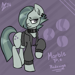 Size: 1000x1000 | Tagged: safe, artist:aer0 zer0, marble pie, g4, alternate hairstyle, clothes, cutie mark, female, jacket, redesign, shirt, solo