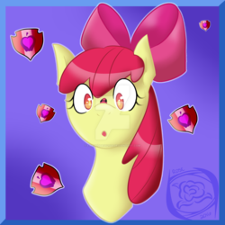 Size: 1024x1024 | Tagged: safe, artist:firegoddess2148, apple bloom, ladybug, g4, :o, bust, cutie mark, female, portrait, solo, the cmc's cutie marks, watermark