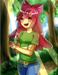 Size: 580x753 | Tagged: safe, artist:有节操, apple bloom, equestria girls, g4, female, open mouth, solo